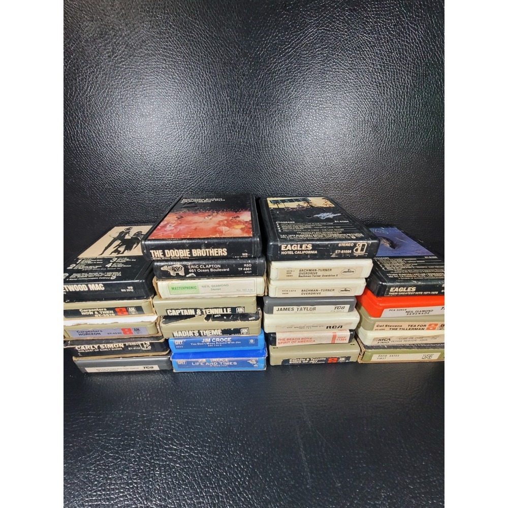 VTG 8 Track Tapes Lot Of 24 70's Classic Rock n Roll Music Eagles,Fleetwood Mac+
